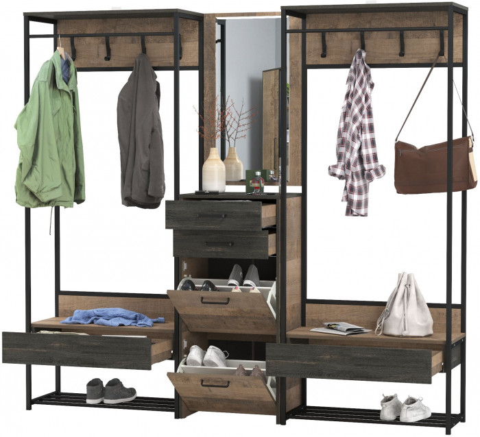 Трувор Прихожая 245, дуб гранж песочный/интра