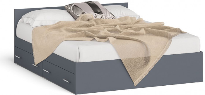 Мори Кровать с ящиками 1600, графит