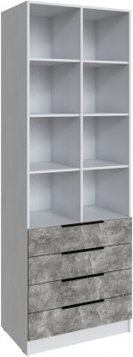 Стеллаж Мадрид (0,8) с 4 ящ., Белый/Ателье светлое