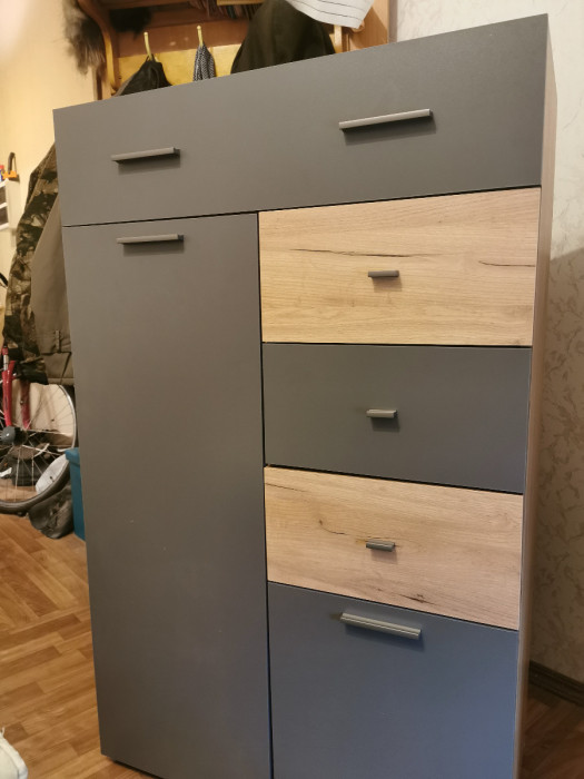 Комод Дублин, Дуб крафт золотой/Графит серый