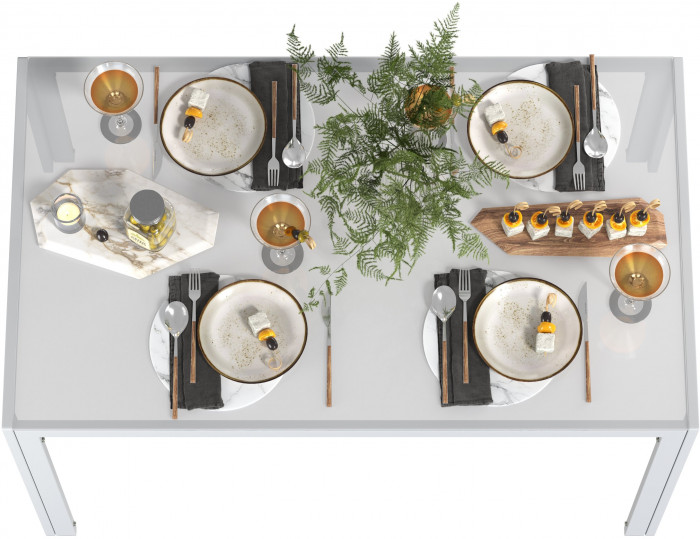 Обеденный стол Мебель--24 DT-1481, цвет белый, ШхГхВ 120х70х75 см., столешница закалённое стекло 6 мм., максимальная нагрузка 80 кг.