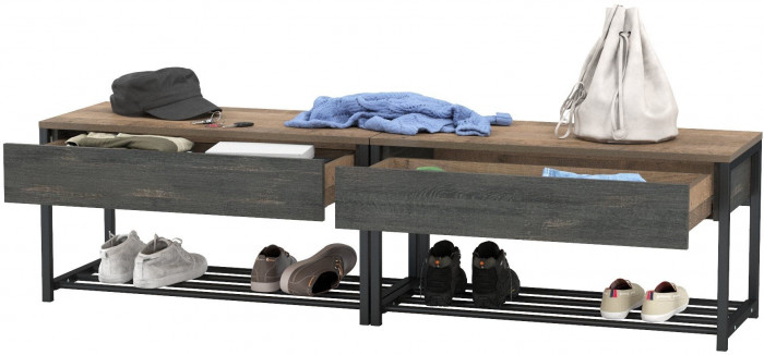 Трувор 13.241.03 Тумба для обуви + 13.241.03 Тумба для обуви, дуб гранж песочный/интра