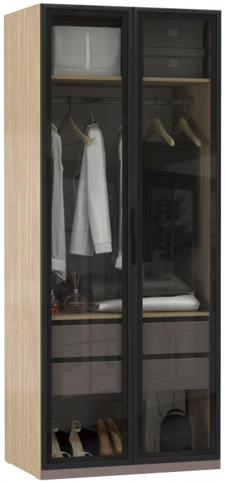 Амьен Шкаф-витрина 16.395, плейн/веллюто капучино