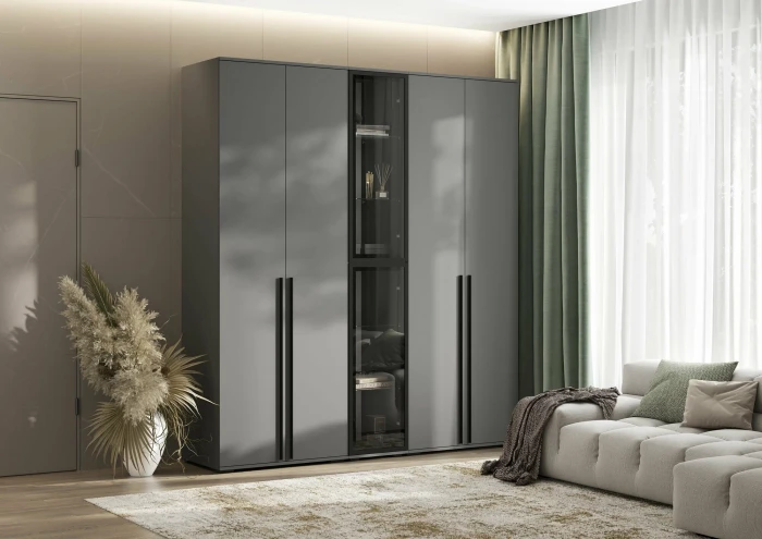 Норд Шкафы 800 + Пенал-стекло 400, Графит