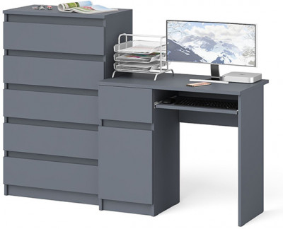 Мори компьютерный стол МС-1 левый + Комод МК700.5, графит