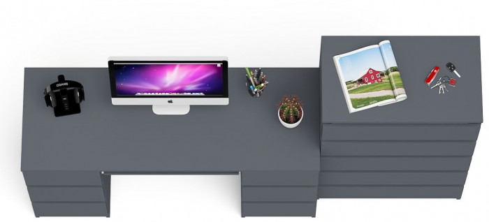 Мори компьютерный стол МС-2 + Комод МК700.5, графит