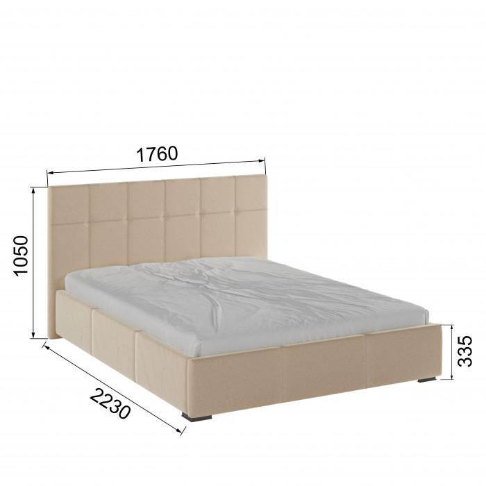 Рио Кровать интерьерная 160 бежевый квадрат, ортопед