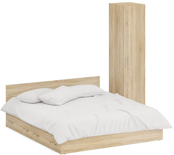 Кровать с ящиками 1800 + Пенал Стандарт, дуб сонома