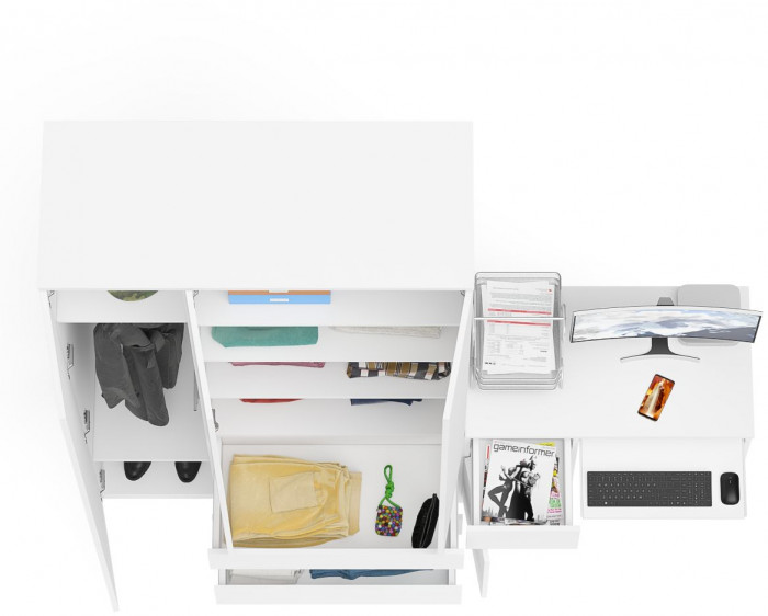 Мори компьютерный стол МС-1 левый + Шкаф МШ1200.1, белый