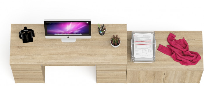 Мори Стол компьютерный МС-2 + Тумба МА900.1, цвет дуб сонома, ШхГхВ 225,8х50,4х76,6 см., универсальная сборка