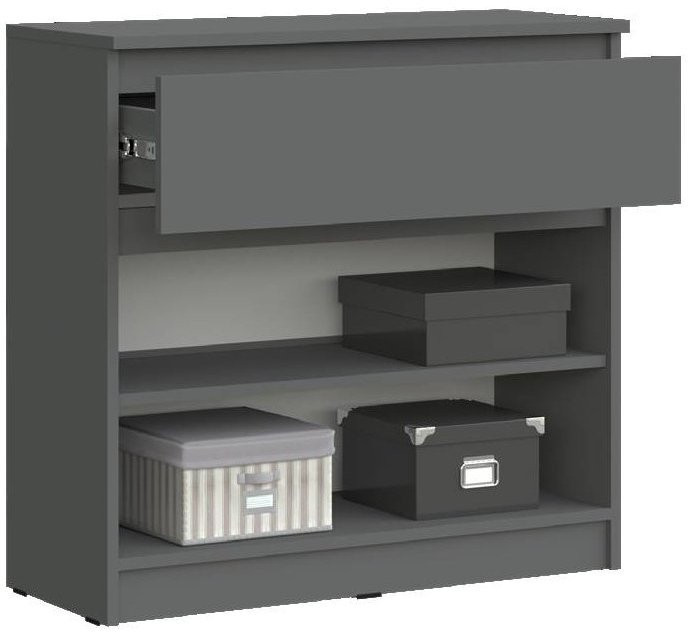 Челси Комод 800 (1 ящик 2 двери) (Белый глянец, Белый)