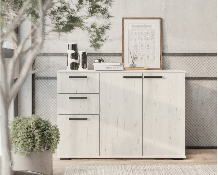 Комод Стандарт-3, Дуб крафт белый