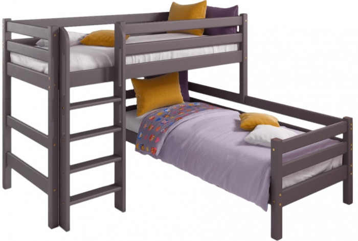 Кровать Соня (вариант 7) угловая с прямой лестницей, лаванда