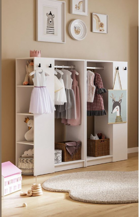 РУНА СТЛ 01 Стеллаж Фасад БЕЛЫЙ/Корпус БЕЛЫЙ