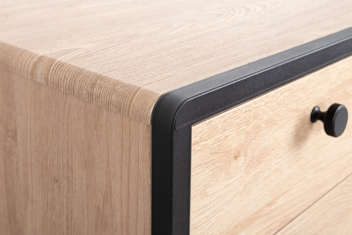 Брюс Стол письменный 12.157 + Стол письменный 12.157, цвет чёрный/дуб Сантьяго/столешница МДФ ель карпатская, ШхГхВ 260х62,6х75 см., ун. сб.