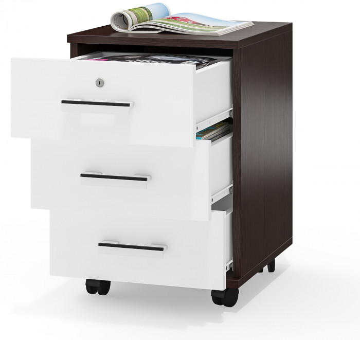 Тумба выкатная С-МД-3-02, венге/белый шагрень