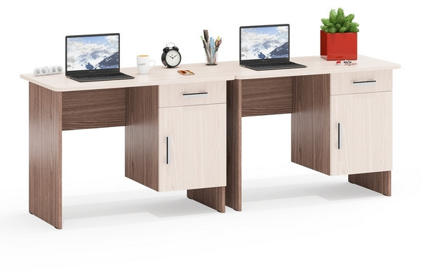 Два стола письменных С-МД-1-09, ясень шимо светлый/ясень шимо тёмный