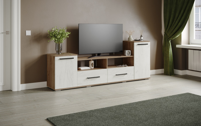 Тумба ТВ Парус-2, Дуб крафт табачный/Дуб крафт белый