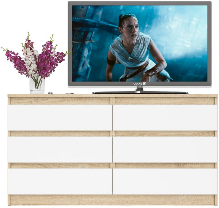 Мори Комод МК1380.6, цвет дуб сонома/белый, ШхГхВ 138х41х73 см.