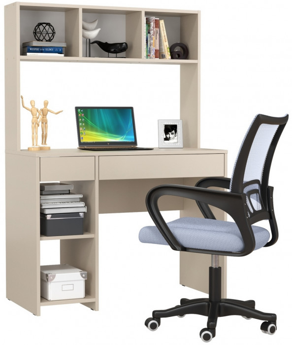 компьютерный стол Комфорт 12.77F + кресло 103 серое, сатин