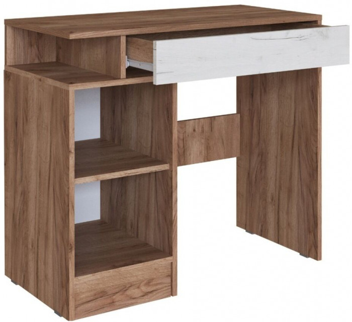 Вегас Стол косметический дуб крафт табачный/дуб крафт белый