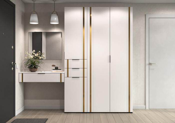 Прихожая Эмэ, набор №6, Белый/Milk Золото