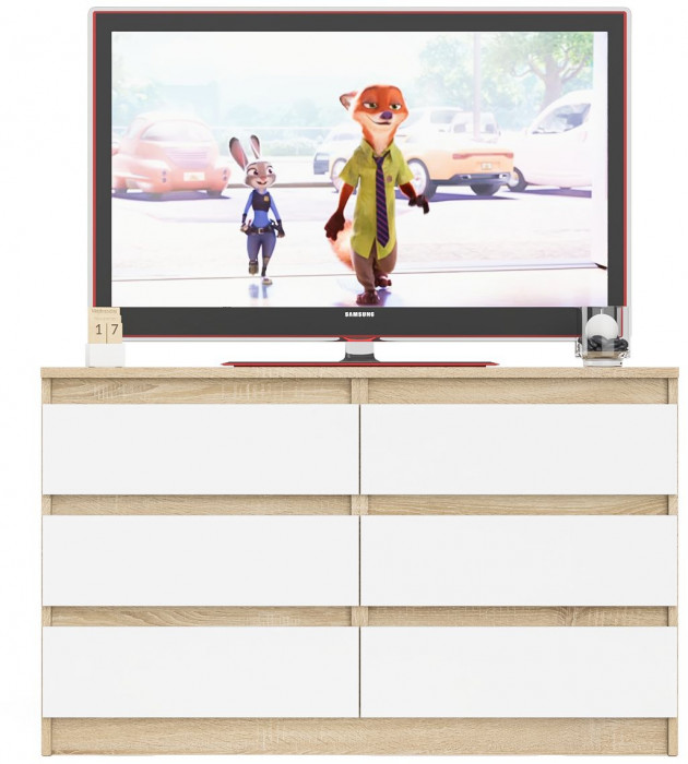 Мори Комод МК1200.6, дуб сонома/белый