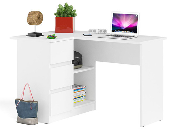 Мори компьютерный стол МС-16 левый, белый