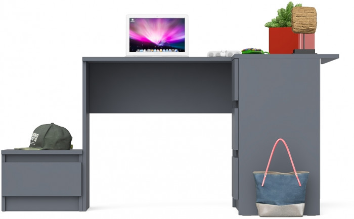 Мори Стол компьютерный МС-16 правый + Тумба ТМП400.1, цвет графит, ШхГхВ 164,8х84,9х76,6 см., выдвижные ящики справа, НЕ универсальная сборка