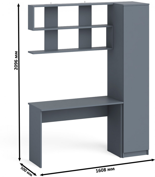 Мори письменный стол МСП1200.1 + Пенал МШ400.1 + Полка 1200, графит