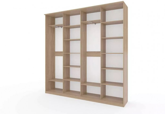 Шкаф купе Модерн 2362х450 4-х дверный 4-х секционный зеркальный с пескоструем №3 ясень