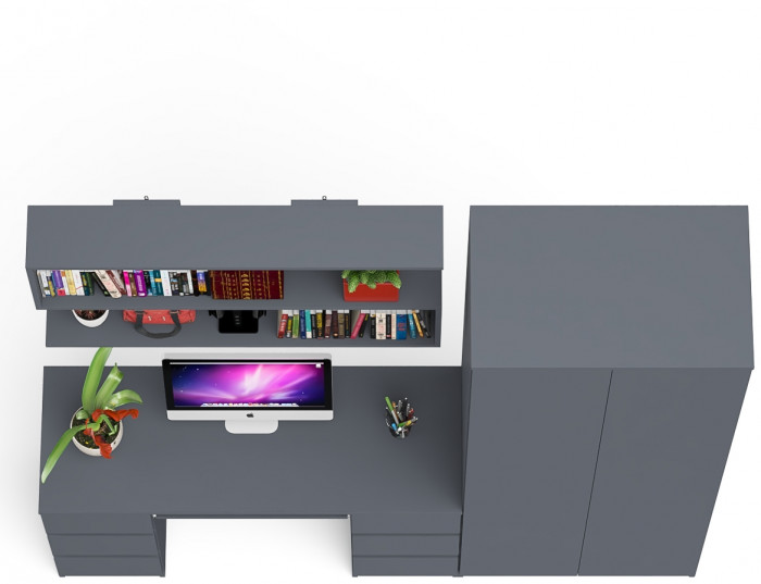 Мори компьютерный стол МС-2 + Шкаф МШ800.1 + Полка 1200, графит