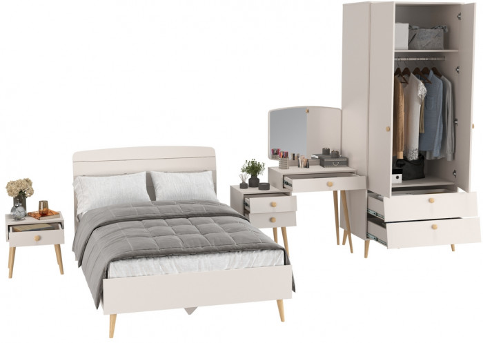 Афина Спальня 22-1200, цвет кашемир серый, сп.м. 1200х2000 мм., б/м, основание есть - фанера