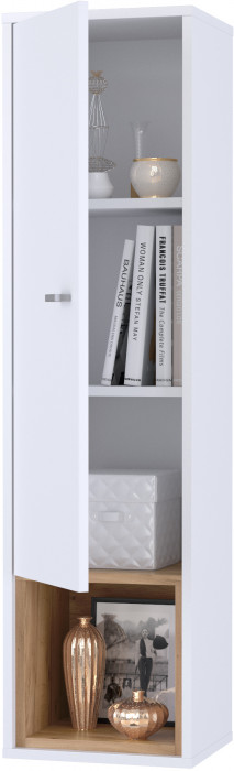 Бэль 10.63 Шкаф навесной, цвет дуб крафт золотой/белый премиум, ШхГхВ 32х27х120,4 см., универсальная сборка, два варианта подвешивания