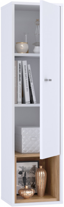 Бэль 10.63 Шкаф навесной, цвет дуб крафт золотой/белый премиум, ШхГхВ 32х27х120,4 см., универсальная сборка, два варианта подвешивания