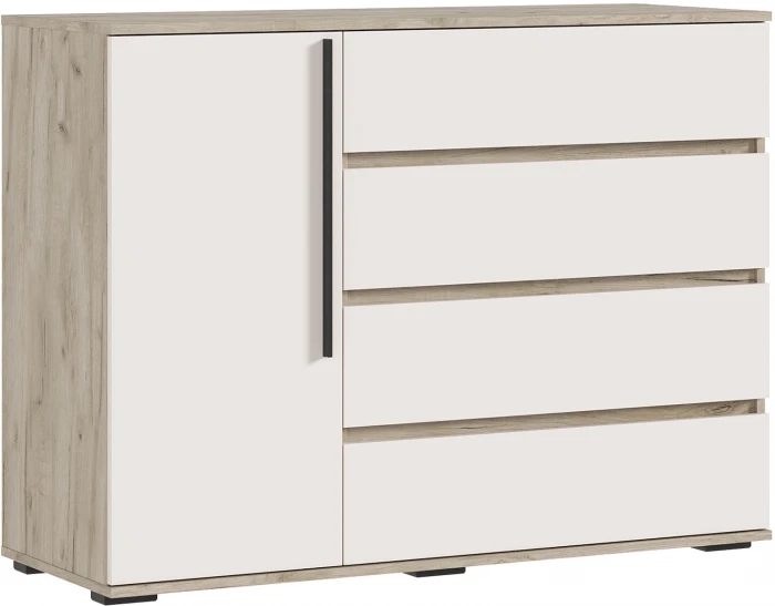 Норд Комод 1 дверь 4 ящика (1200), Крафт серый/Кашемир