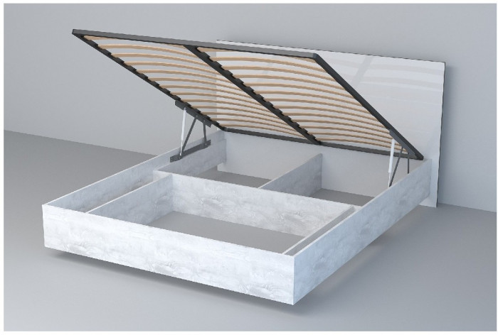 Кровать 1,6 арт.031 (ЛДСП) ПМ (Дуб Крафт Золотой/Белый Глянец)