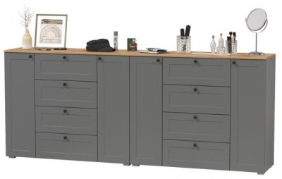 Остин 16.221 Комод + 16.221 Комод, серый графит/дуб крафт золотой