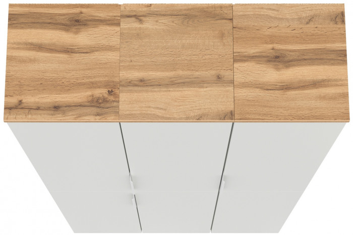 Октава 13.228 Шкаф-пенал + 13.228 Пенал + 13.228, цвет белый шагрень/дуб крафт золотой/фасады МДФ белый шагрень, ШхГхВ 96,6х35,3х197,6 см., ун. сб.