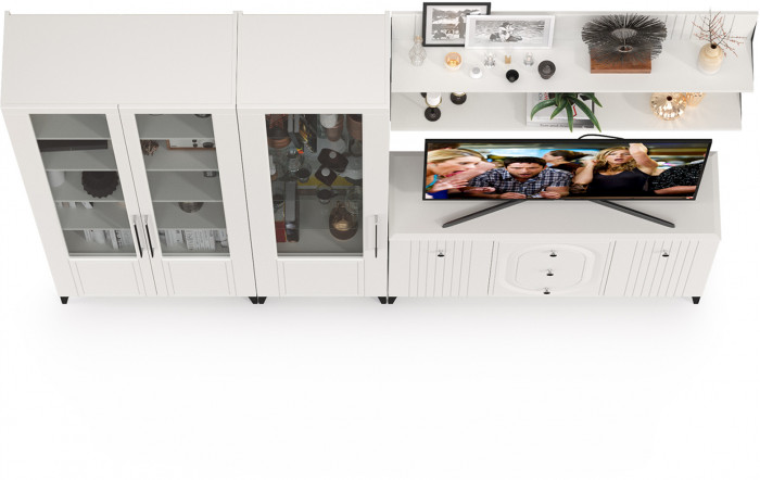 Валенсия Гостиная № 116, ЛДСП белый шагрень/МДФ белый шагрень