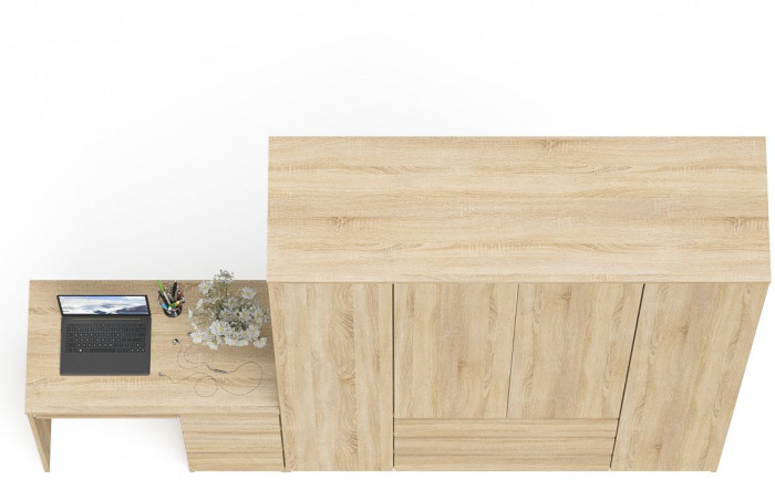 Мори компьютерный стол МС-6 правый + Шкаф МШ1600.1, дуб сонома