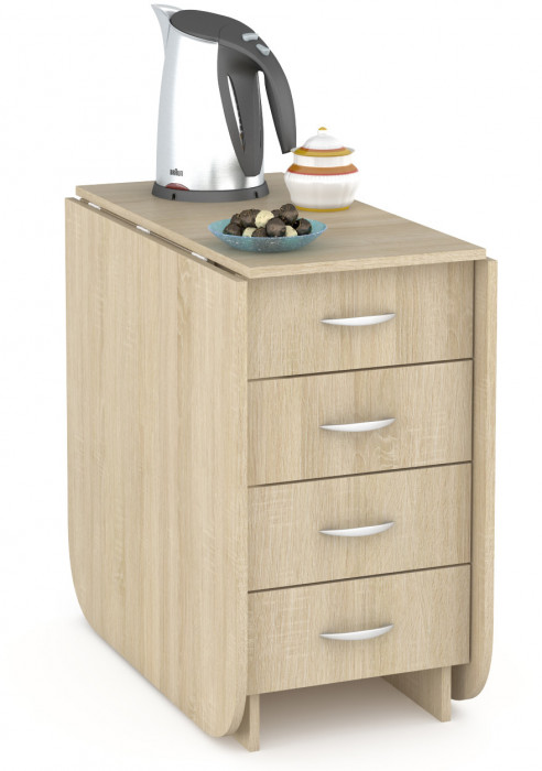 Глория 606М Стол-книжка с ящиками, цвет дуб сонома, ШхГхВ 182х78х75 см. 42х78х75 см. сложенный