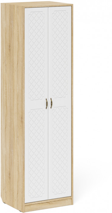 Прихожая П-6 Компоновка № 11, дуб сонома/фасады МДФ белое дерево фрезеровка ромб