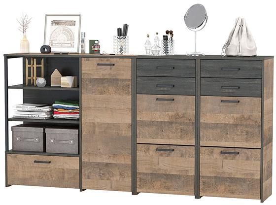 Трувор 13.241.06 Тумба для обуви + 13.307.01 Комод + 13.241.06 Тумба для обуви, дуб гранж песочный/интра