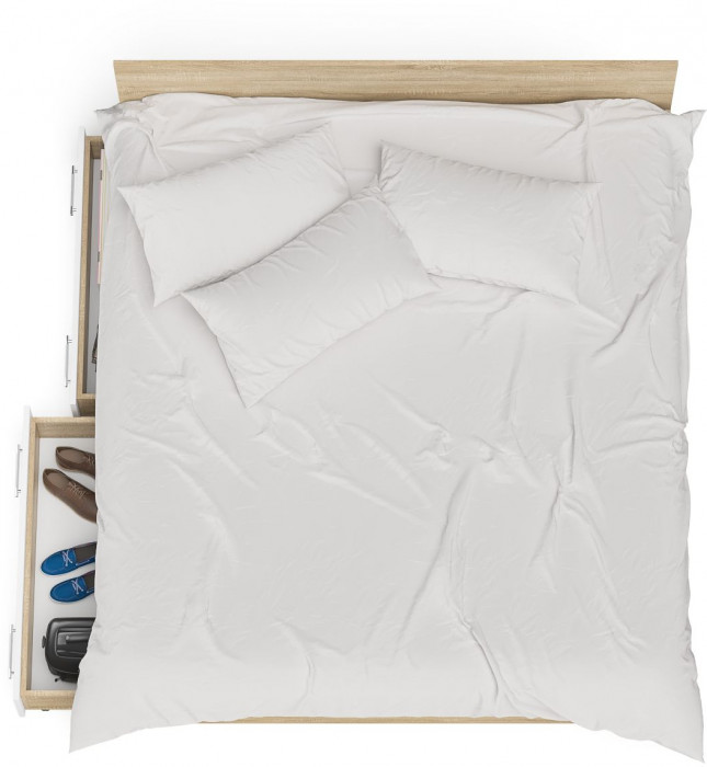 Мори Кровать с ящиками 1800, дуб сонома/белый