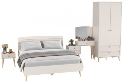 Афина Спальня 22-1600, цвет кашемир серый, сп.м. 1600х2000 мм., б/м, основание есть - фанера