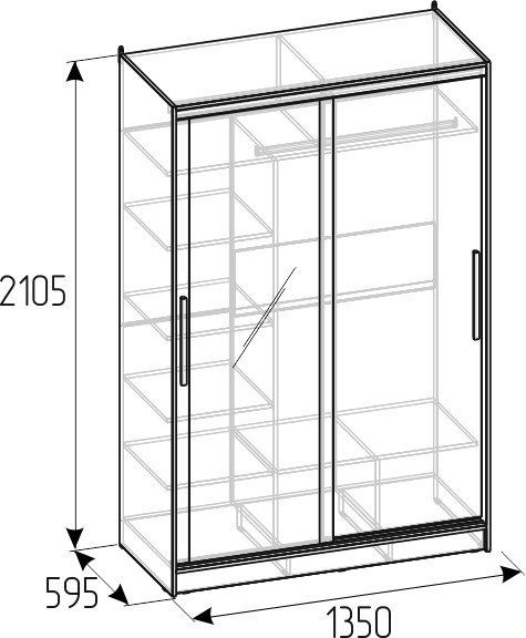 Шкаф-купе с зеркалом Стрике 1350 Ателиер светлый