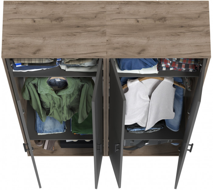 Два шкафа для одежды Домино 2-3430дкт/граф цвет дуб крафт табачный/графит