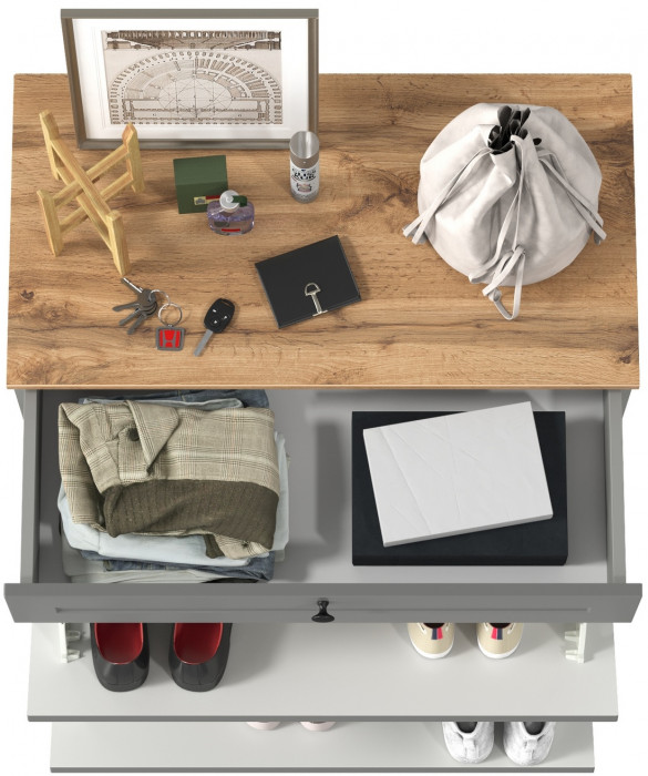 Остин 16.121 Тумба для обуви, цвет серый графит/дуб крафт золотой, ШхГхВ 80х41,6х99,3 см.