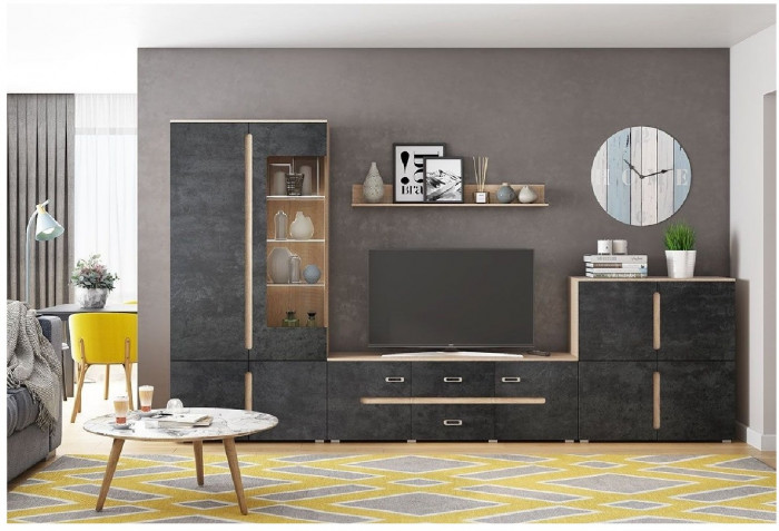 Гостиная Ким, вариант №1 (Венге / Белый глянец)